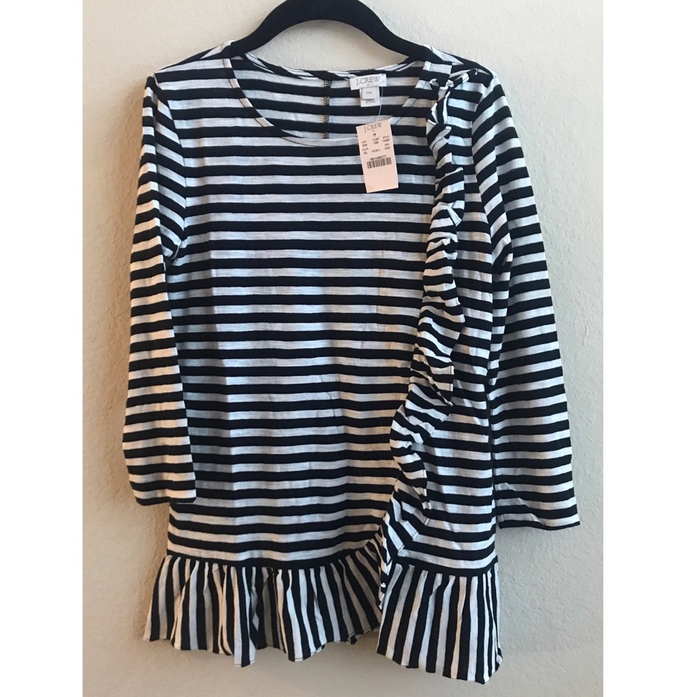 NWT J. Crew Black & White 3/4 Sleeve Knit Top